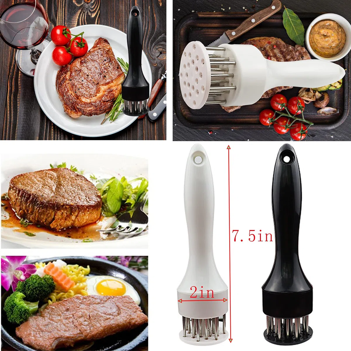 Herramienta de ablandamiento de carne con cuchillas de aguja de acero inoxidable ultra afiladas, paquete de 2 herramientas de ablandamiento de carne para profesión, utensilios de cocina Jacquard para