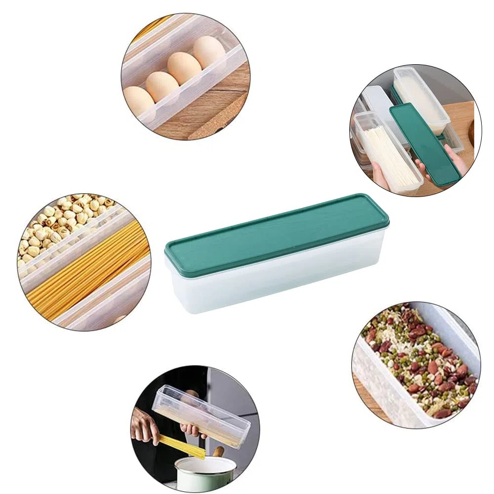 2 Piezas Espaguetis Envases de Fideos, Caja de Almacenamiento de Alimentos, Recipientes para Alimentos, Contenedores de Fideos con Tapas para Almacenar Pasta, Cereales y Alimentos Secos (Verde)