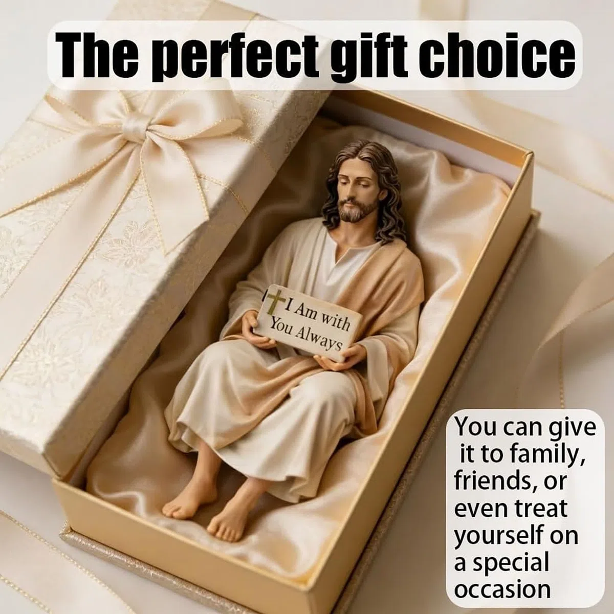 Figura de Resina de Jesús para Escritorio, Estatua de Jesucristo sentada Hecha a Mano, Estatua Decorativa con el Mensaje Siempre Estoy contigo, decoración Religiosa sentada Hecha a Mano (1pc)