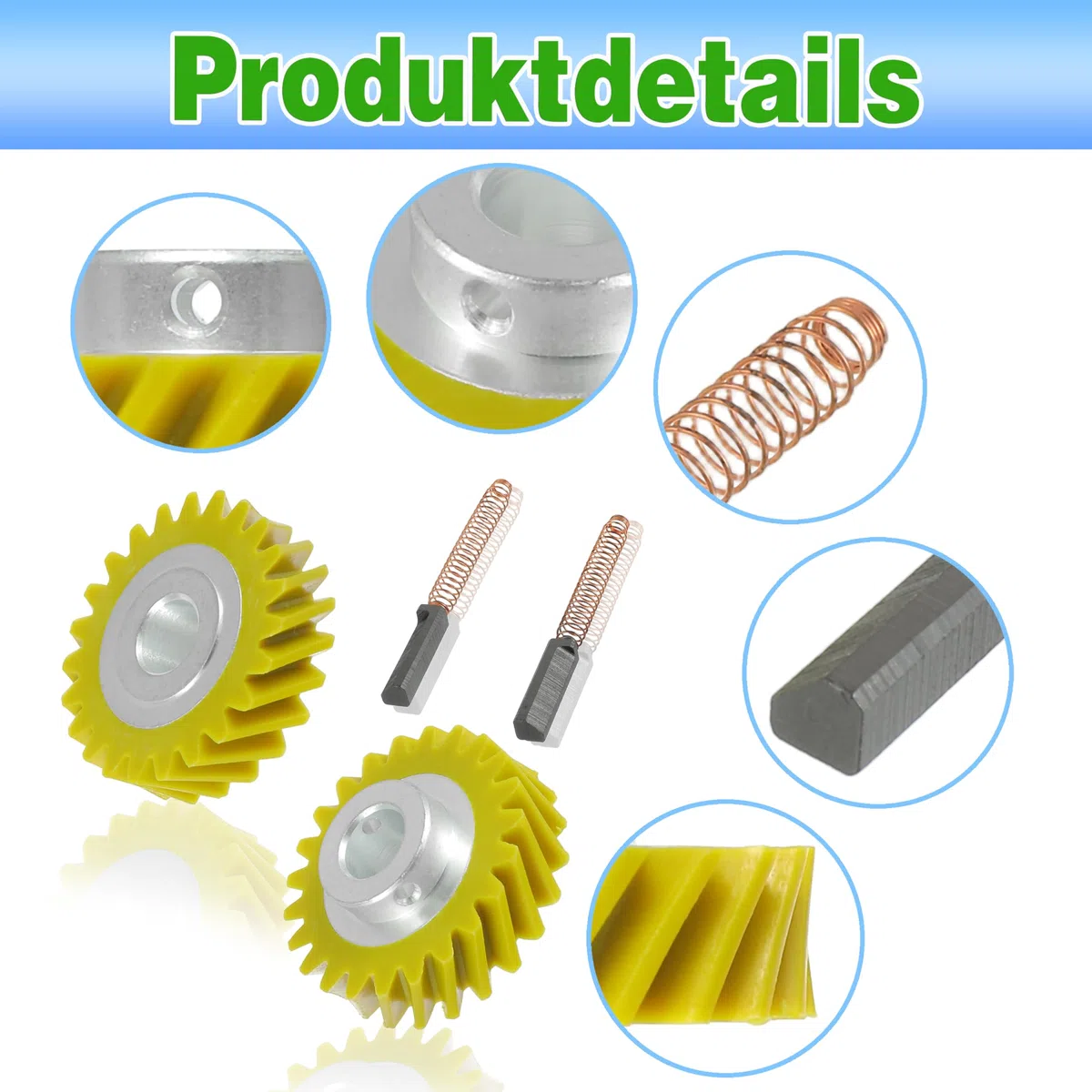 2 unidades Repuesto de engranaje helicoidal para batidora W10112253,compatible Whirlpool Kenmore 4162897, 4161531, WPW10112253, 4169830, WPW10112253VP, 5K5SS, 5KPM5 (Contiene escobillas carbón)