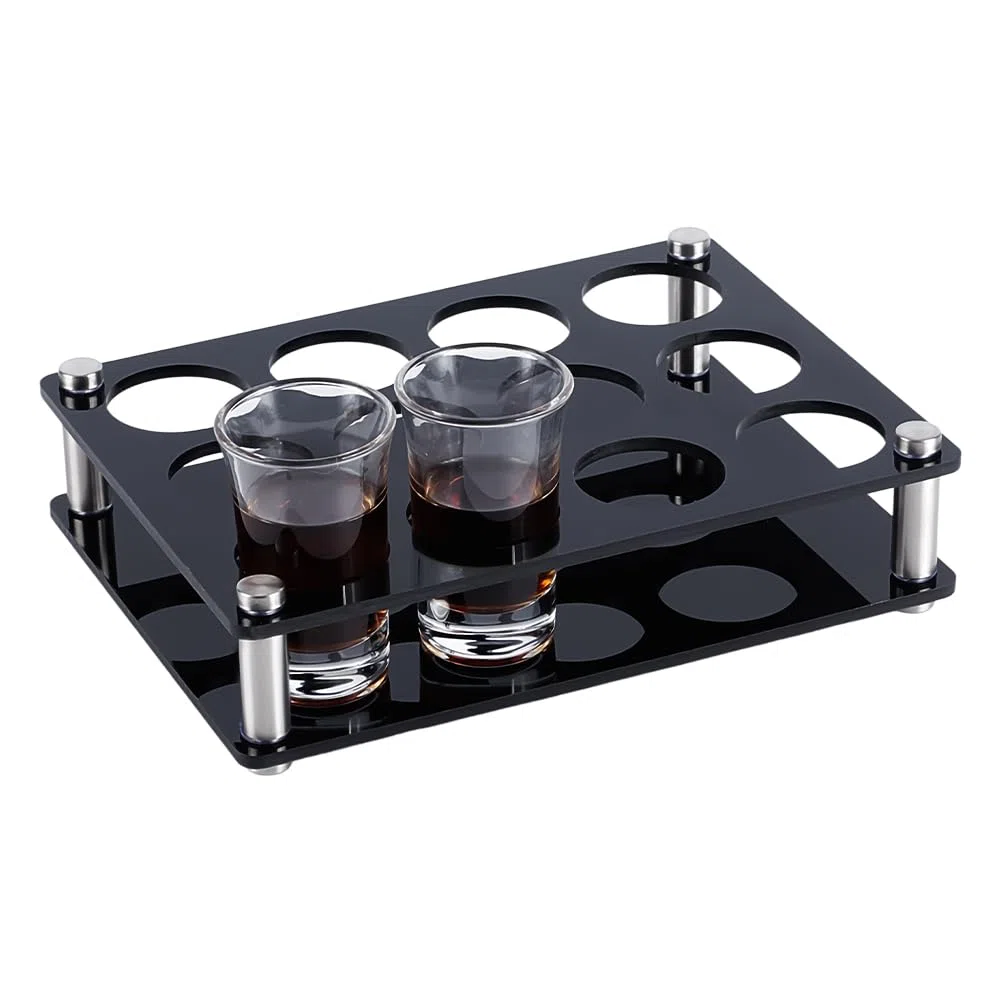 UNICRAFTALE Bandeja porta vasos de chupito de acrílico – Soporte organizador para copas de vino negras