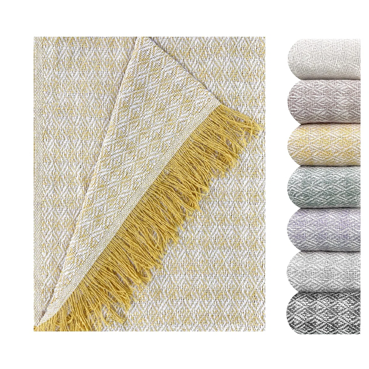 GFD Textiles - Colcha Multiusos Viena para Sofas, Colcha Sofa 180 x 260, Amarillo | Foulard Ligero con Diseño Geométrico, Hecho en España