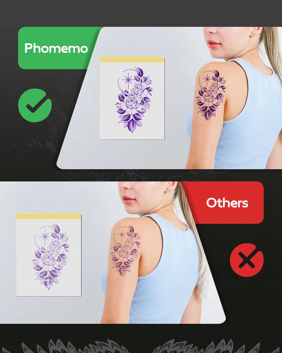Phomemo TP31 Papel de Transferencia de Tatuaje, Papel Térmico de Impresora Plantilla Para Tatuaje, Compatible Con TP31 Impresora Termica Tattoo, 80 mm x 133 mm 100 Hojas