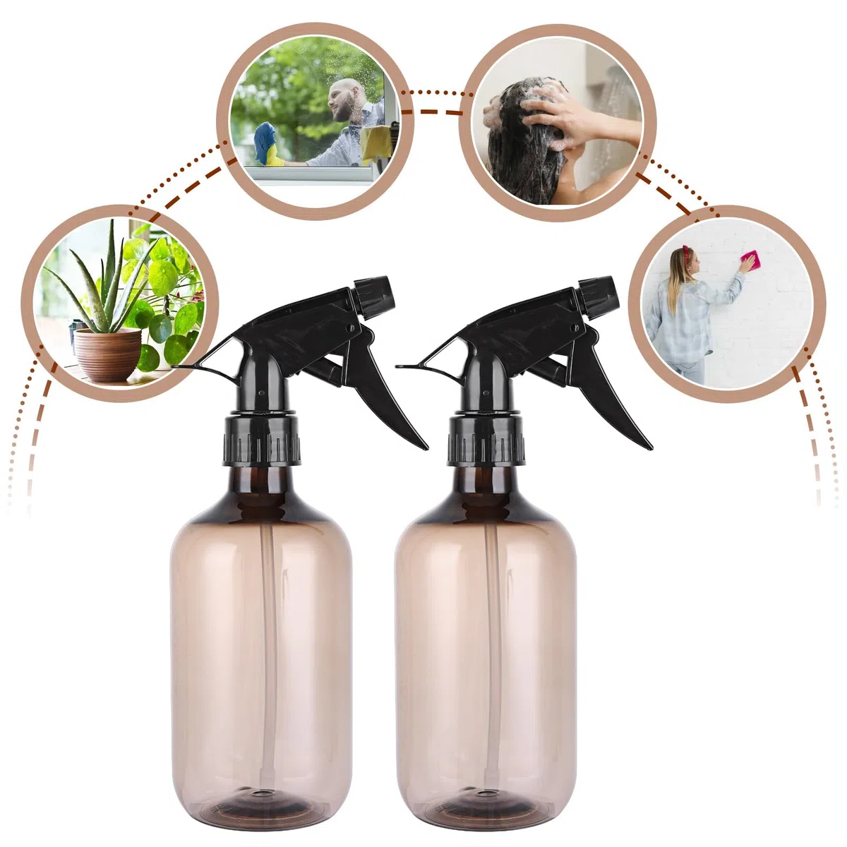 ASelected 3 botellas pulverizadoras reutilizables de 500 ml para limpieza, ajuste de flujo de pulverización ajustable para plantas, jardinería, limpieza, peluquería