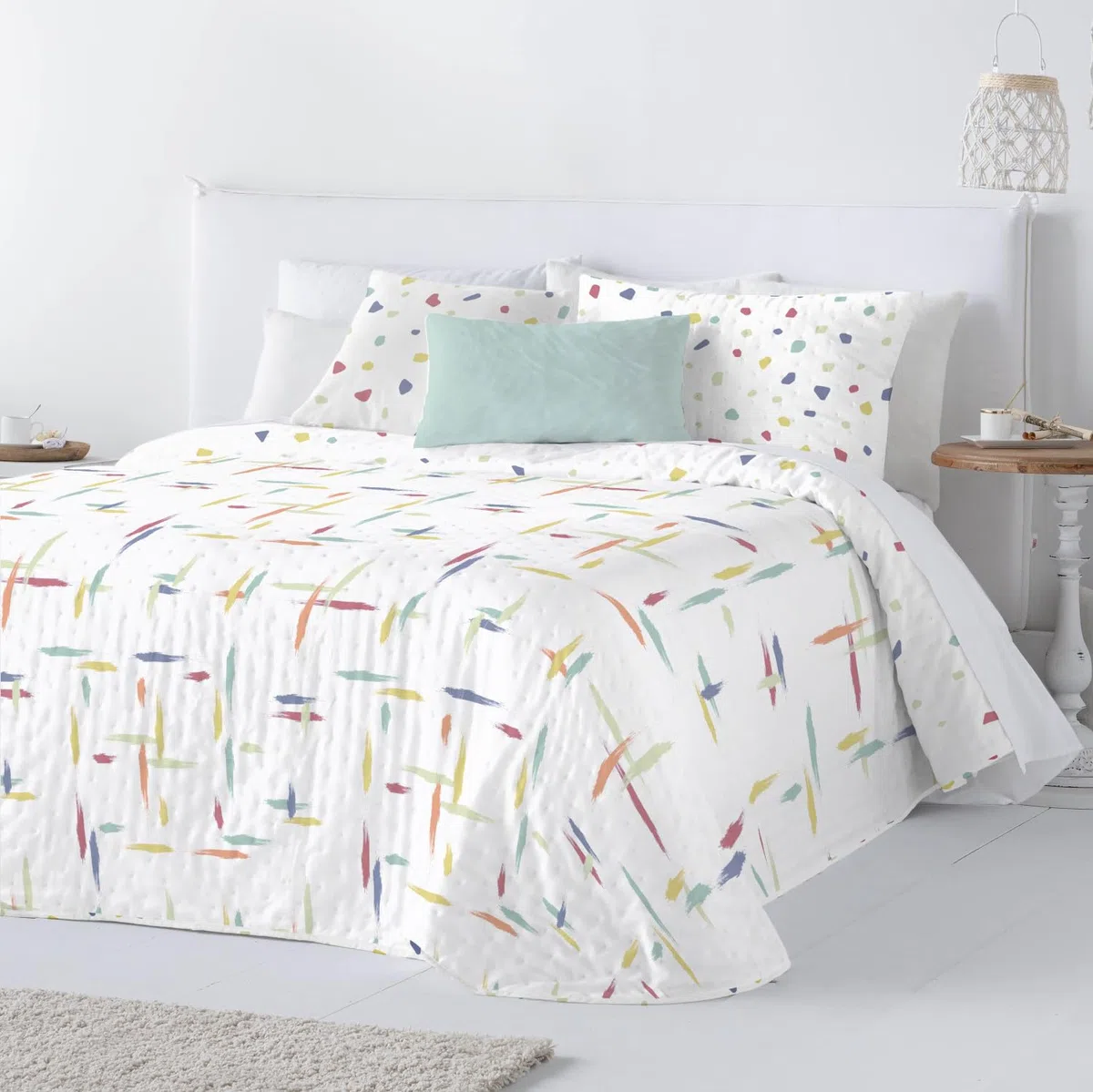 Colcha Bouti Reversible con Funda de Almohada Soley (Unico, Cama 105 cms.)