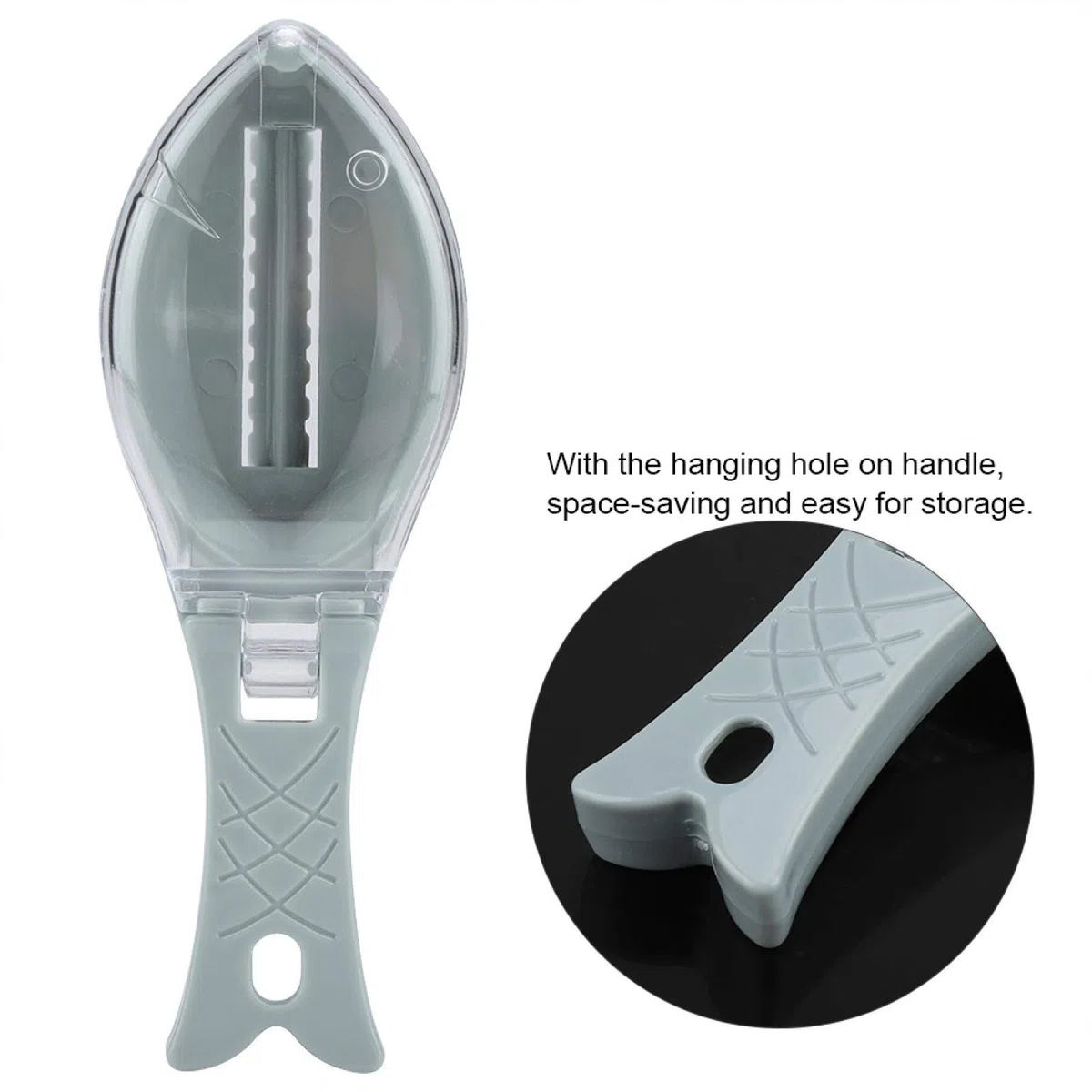 Scraping Fishing Scale Brush, Escamar Pescado Con Bandeja Recogida Multifuncional Fish Clean Scaler Remover Skin Remove Knife Graters Scraper Cubierta Household Kitchen Cleaning Tool Kit (Azul)