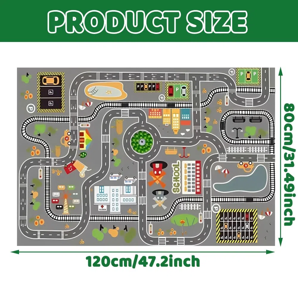 Alfombra de Calles de la Ciudad Alfombra Rectangular Antideslizante Alfombras Suave y Acogedora Alfombras de Terciopelo de Cristal para Decoración y el Juego en Habitación de los Niños