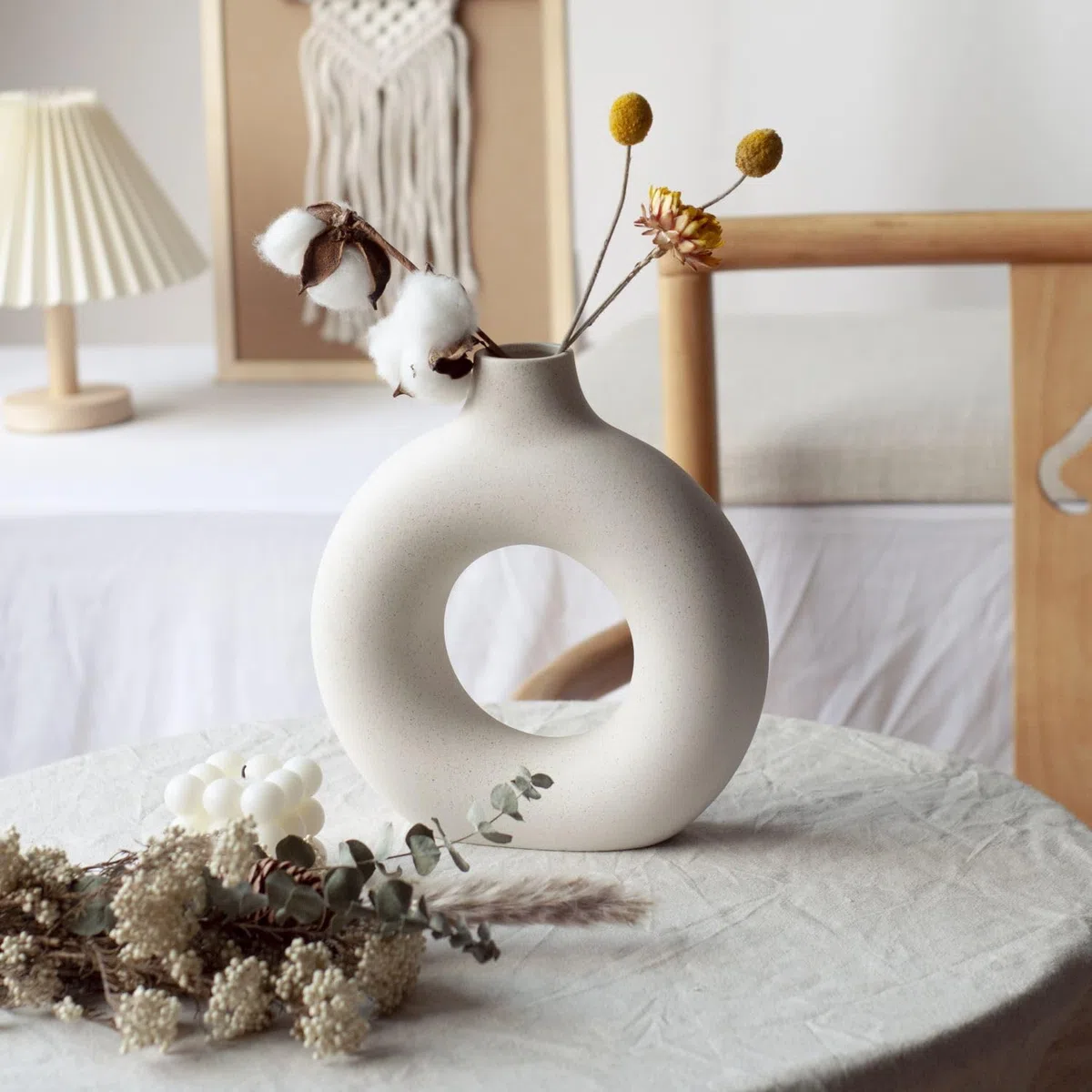CEMABT juego de Jarrones para pampas, jarrones creativos para decoración moderna del hogar, florero hecho a mano, blanco mate, flores secas, casa, decoración.