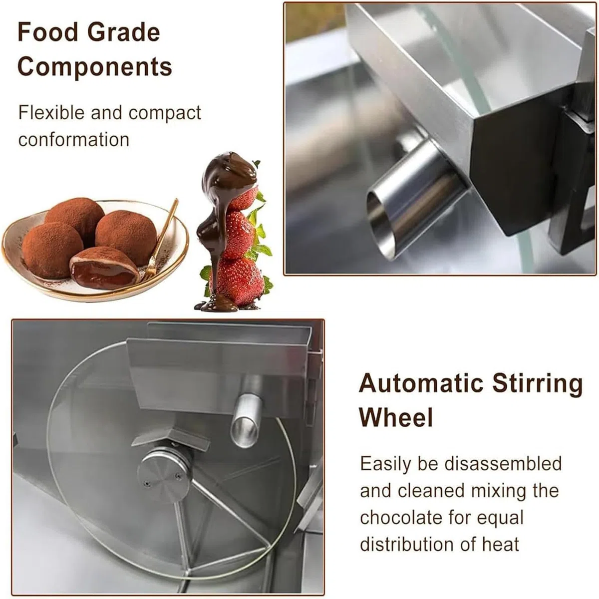 Máquina de templado de chocolate con horno de fusión, velocidad ajustable para templado y recubrimiento, acero inoxidable, fusión uniforme para hacer chocolate profesional