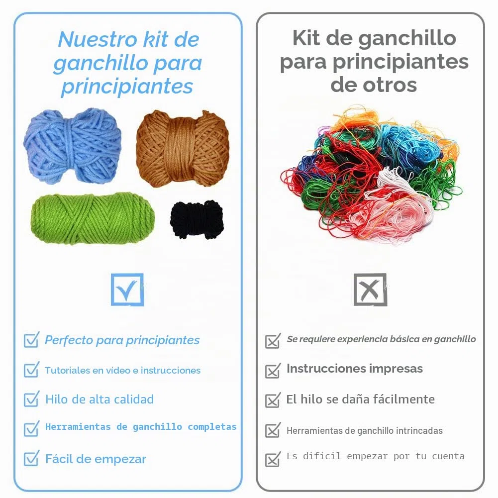 AUAUY Kit de Ganchillo para Principiantes, Juego de Animales de Ganchillo para Principiantes de 4 Piezas, Hilo, Ojos, Relleno,con Tutoriales en Video Paso a Pas, Perfecto para DIY y Tejido a Mano