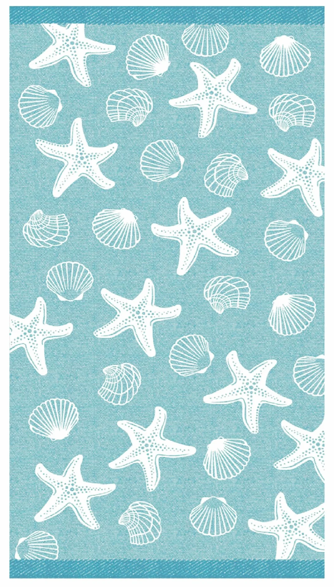 Delindo Lifestyle Toalla de playa Miami, diseño de estrellas de mar y conchas, 100% algodón, 100 x 180 cm, OEKOTEX-100, verde menta