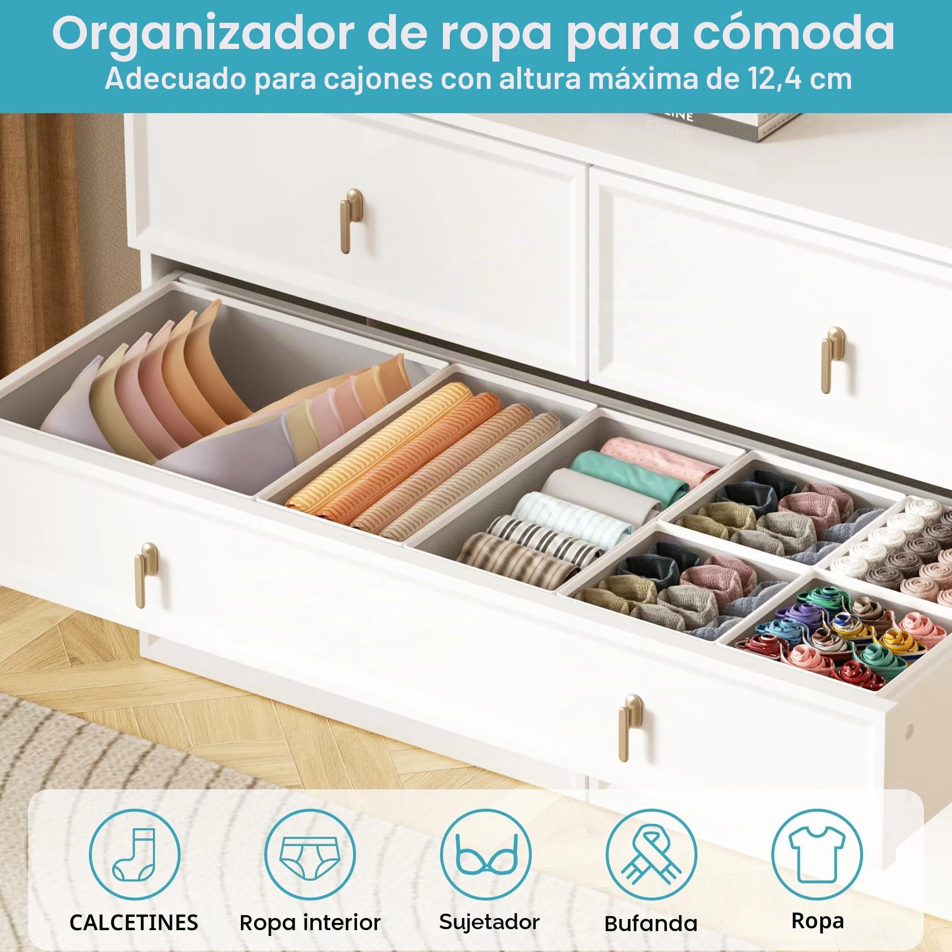 Vtopmart Paquete de 12 Organizador Cajones Plegables para Calcetines Ropa Interior