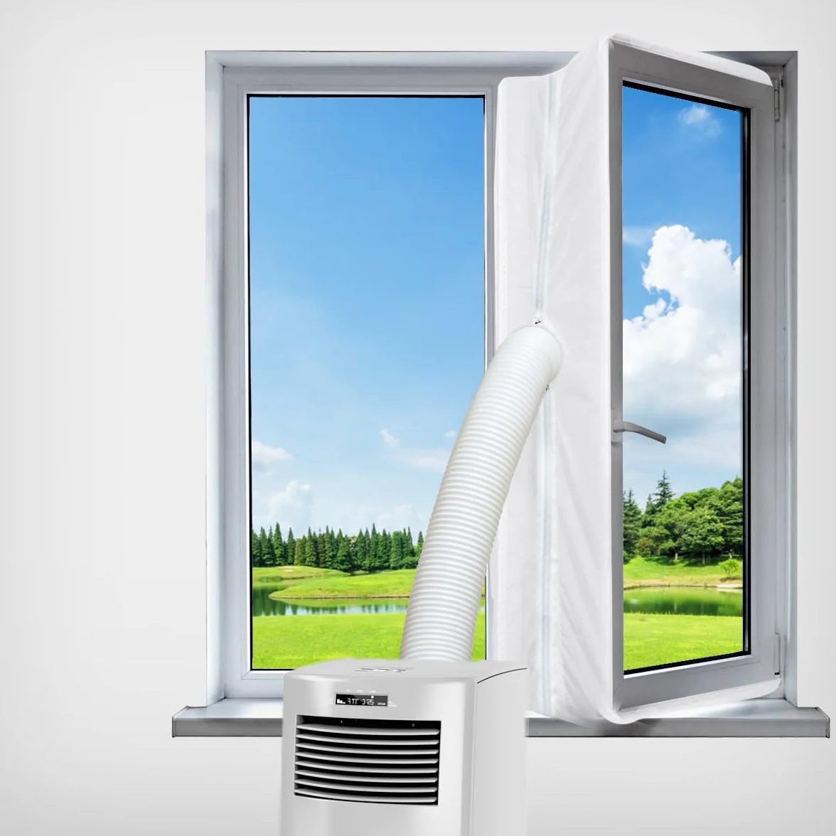 Aozzy para aparatos de Aire Acondicionado portátiles Cubierta de Ventana AirLock, Pantalla para Evitar la Entrada de Aire Caliente Accesorio de Sistema de Aire Acondicionado