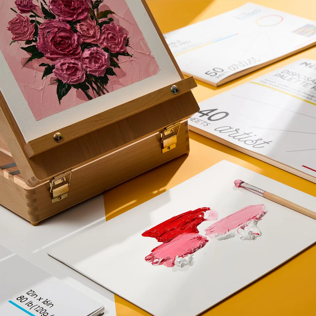 MEEDEN Bloc de papel para paleta de artista: 30 x 40 cm, 40 hojas (80 libras/120 g/m²), papel de paleta de pintura, desechable para mezclar colores para pintura acrílica y acuarela al óleo