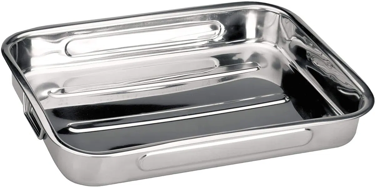 Rustidera de Horno de Acero Inoxidable - Bandeja de Horno Universal - Bandeja para Asar - Bandejas para Hornear - Fuentes de Horno Universal - Fuentes para Asar - 35 cm