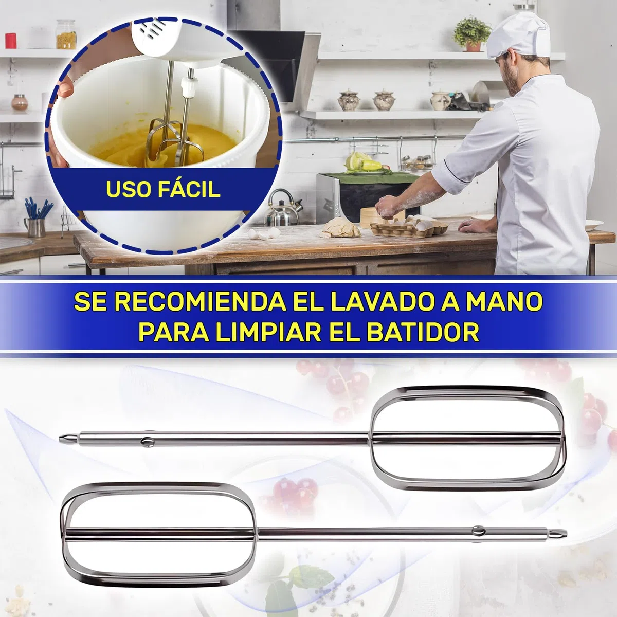 MONTERAL 2 Piezas Batidora de Varillas con Código Original KW717421 para Kenwood Chefette Lite HMP30 - Garantía de 10 Años