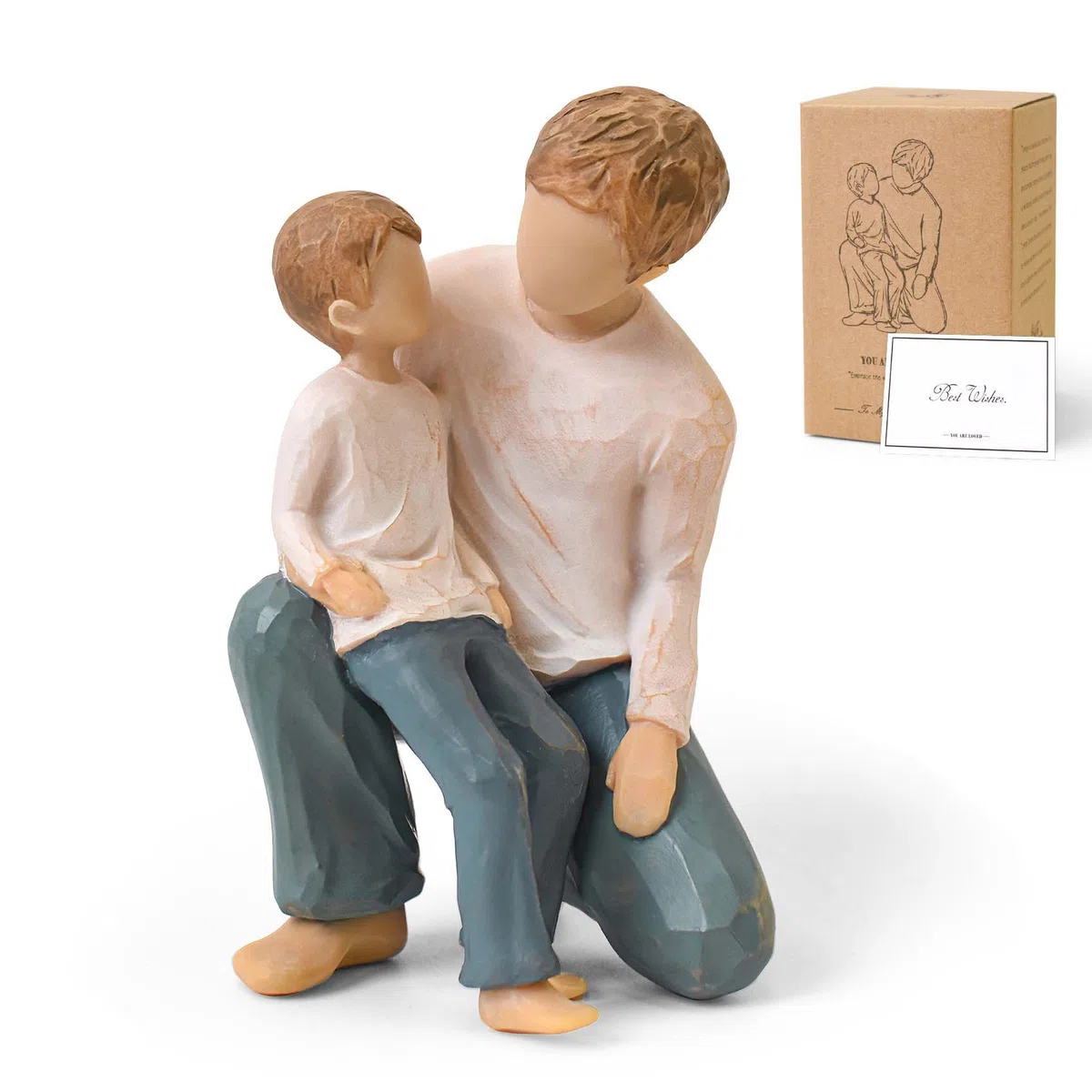 Figuras de escultura de regalo para papá de hijo padre e hijo, regalos sentimentales para papá de hijo para el día del padre, cumpleaños, Navidad, estatua pintada a mano de resina