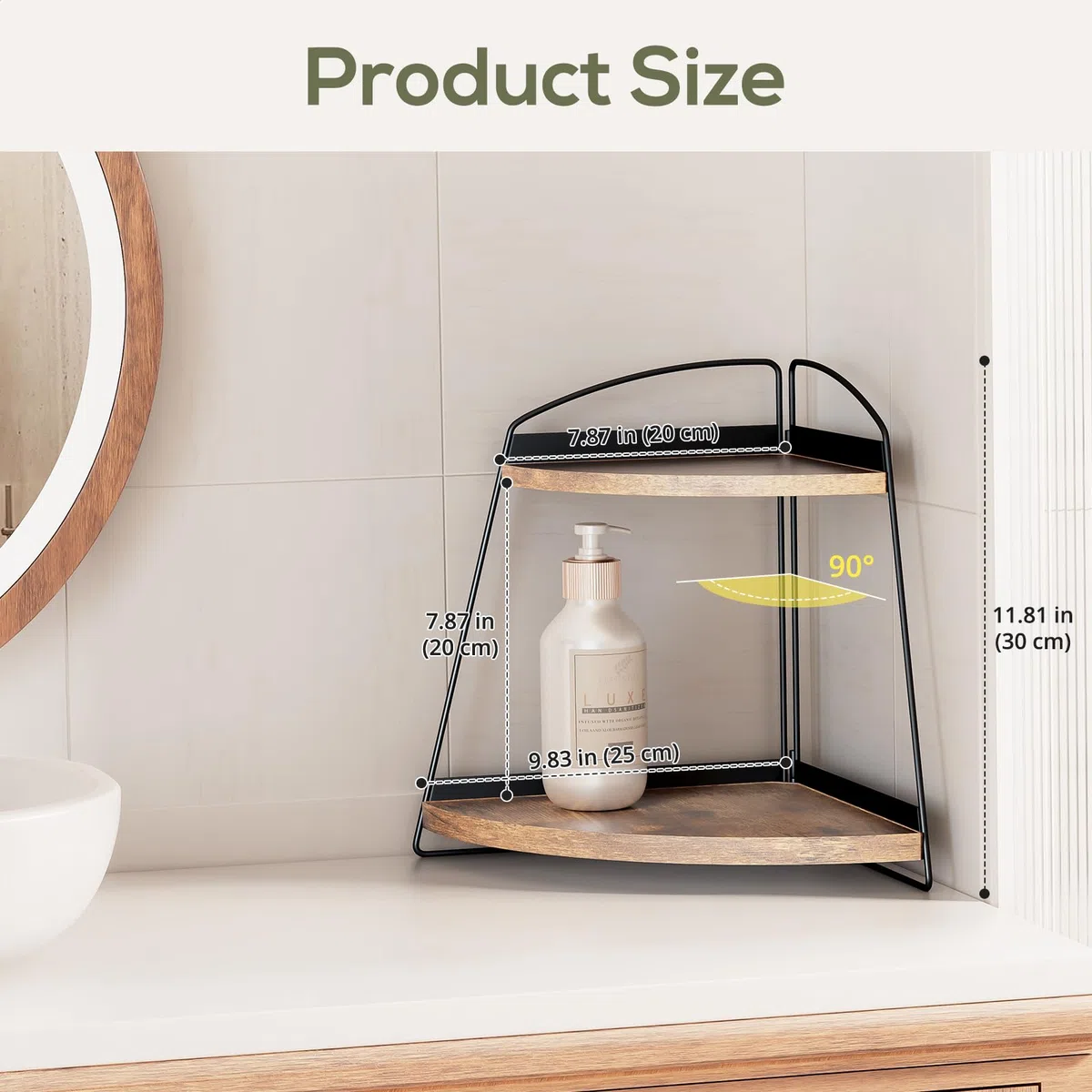 Puricon Organizador Esquina 2 Niveles，Estantería de Almacenamiento para Baño,Salón y Habitación,Organizador de Cosméticos,Perfumes y Aromas,Estante Multiusos Resistente a la Humedad- Marrón