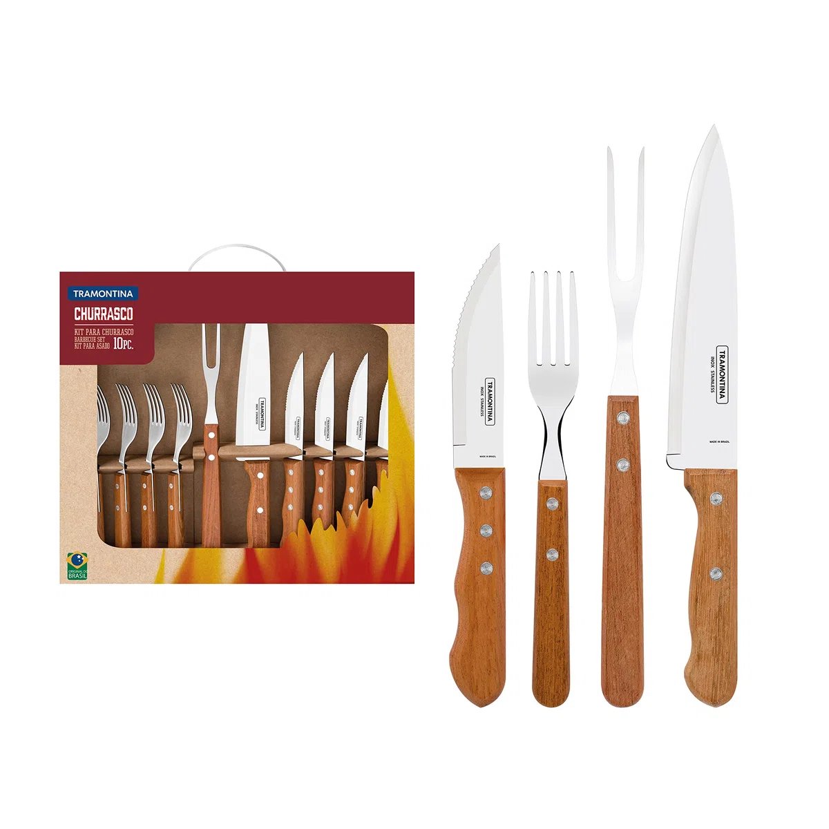 Tramontina 22399/037 - Juego de carne y trinchado, madera