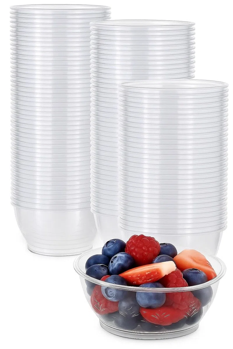 MATANA 40 Cuencos de Aperitivo de Plástico Duro Reutilizables (150ml) - Cuencos Pequeños para Postres, Salsas, Chuches, Entrantes y Frutas - para Cumpleaños y Fiestas