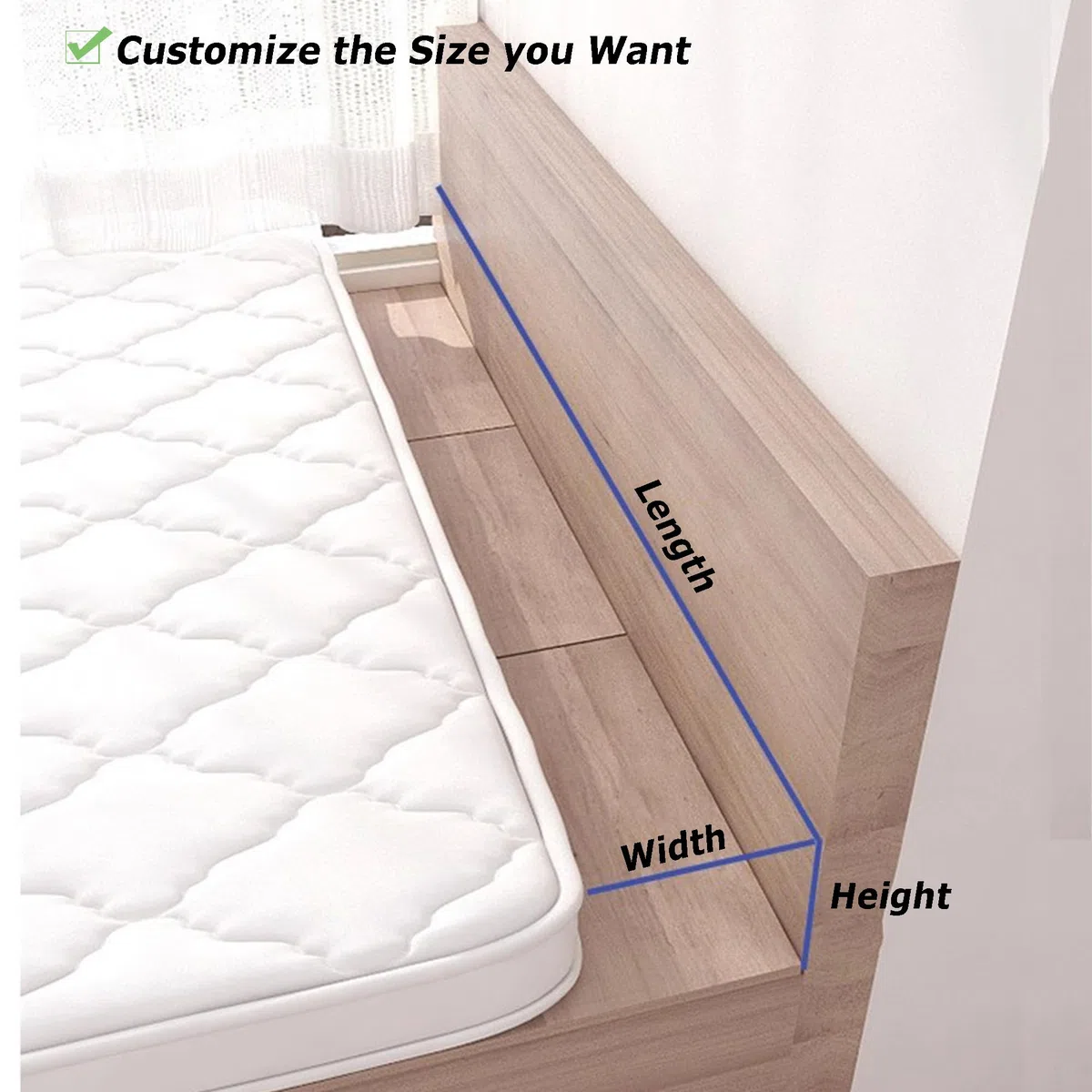 Relleno de colchón de tamaño personalizado con cremallera para cama individual, Queen, matrimonial, doble, extensor de colchón, puente de cama, cojines de almohada para cabecero (150 x 10 x 8 cm