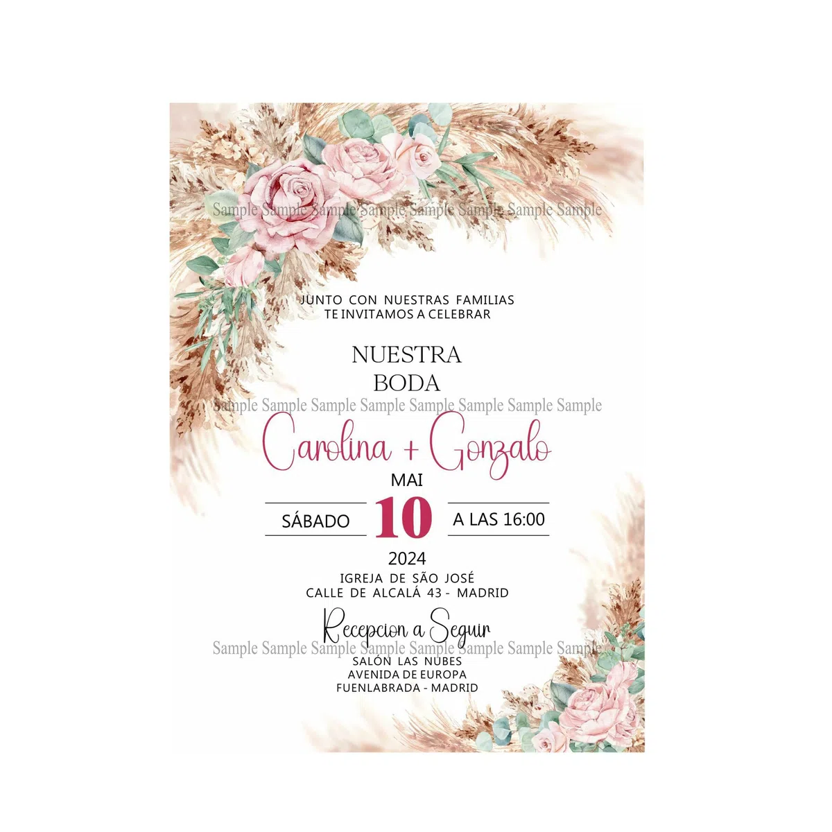 ADOREI - Invitaciones de boda personalizadas 13x18 cm - 25 unidades/Convites de casamento personalizados 13x18 cm - 25 unidades (Modelo 1)