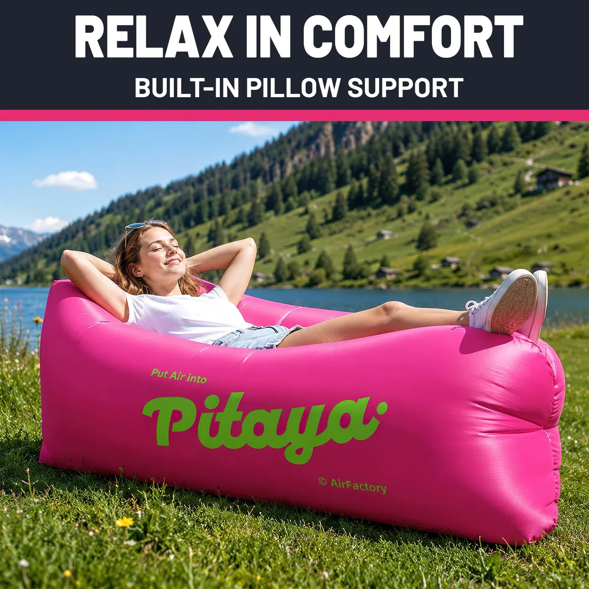 Sofá Inflable, Tumbona Inflable, Silla de Playa Inflable, Sofá Inflable para Acampar Portátil, Tumbona para Exteriores Plegable, para Playa, Viajes, Acampadas y Picnics (B)