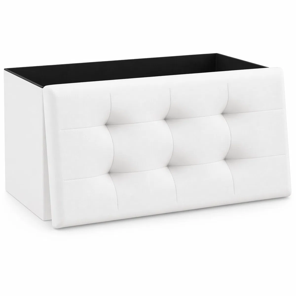 T-LOVENDO.ES Puff o Banco de almacenaje Plegable | Taburete Reposapiés Otomana | Baúl de Almacenamiento para Cama, Dormitorio, salón, Comedor o Recibidor | 38x76x38cm | Soporta 300kg.