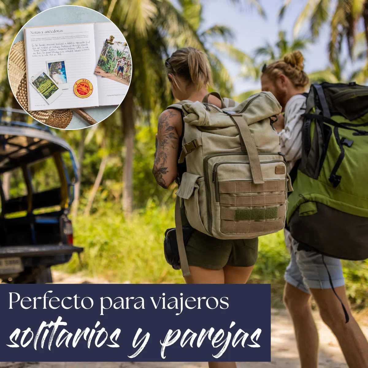Diario de Viaje & Cuaderno de Aventuras – Scrapbook para Hasta 16 Viajes (Crema)