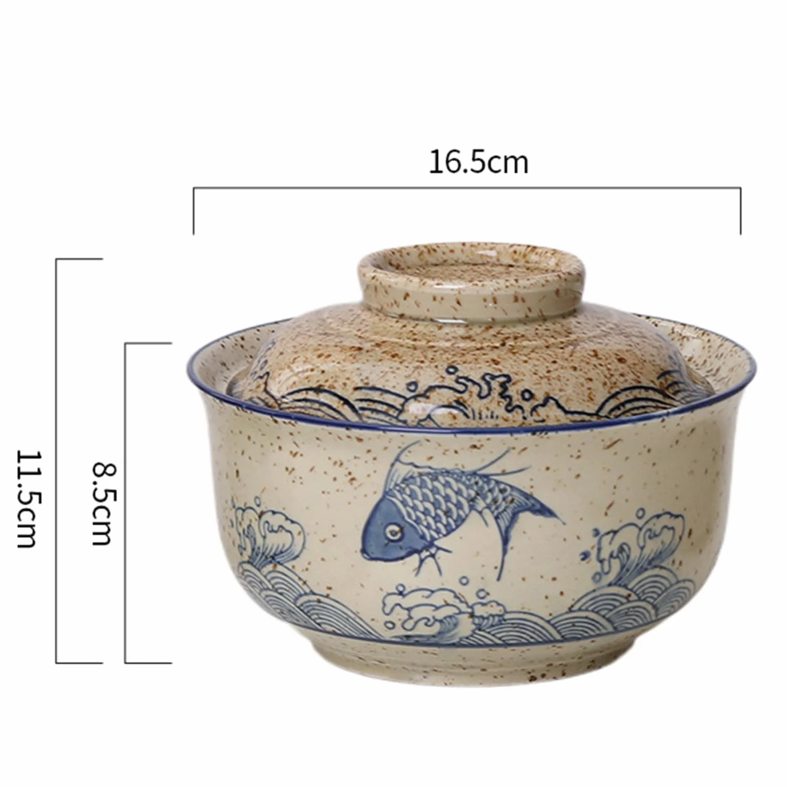 Cuenco de ramen, juego de cuencos de ramen de cerámica con tapa, 800ml de cuencos de sopa, Pho, cuenco de ramen vintage japonés de cerámica para cereales, sopa, vajilla asiática apta para microondas y