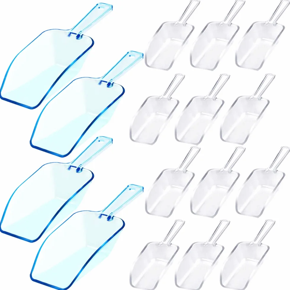 Cuchara de cocina de plástico, 16 unidades, cucharas medidoras multiusos, cuchara transparente para hielo, cuchara dulce para bodas, helados, proteínas en polvo