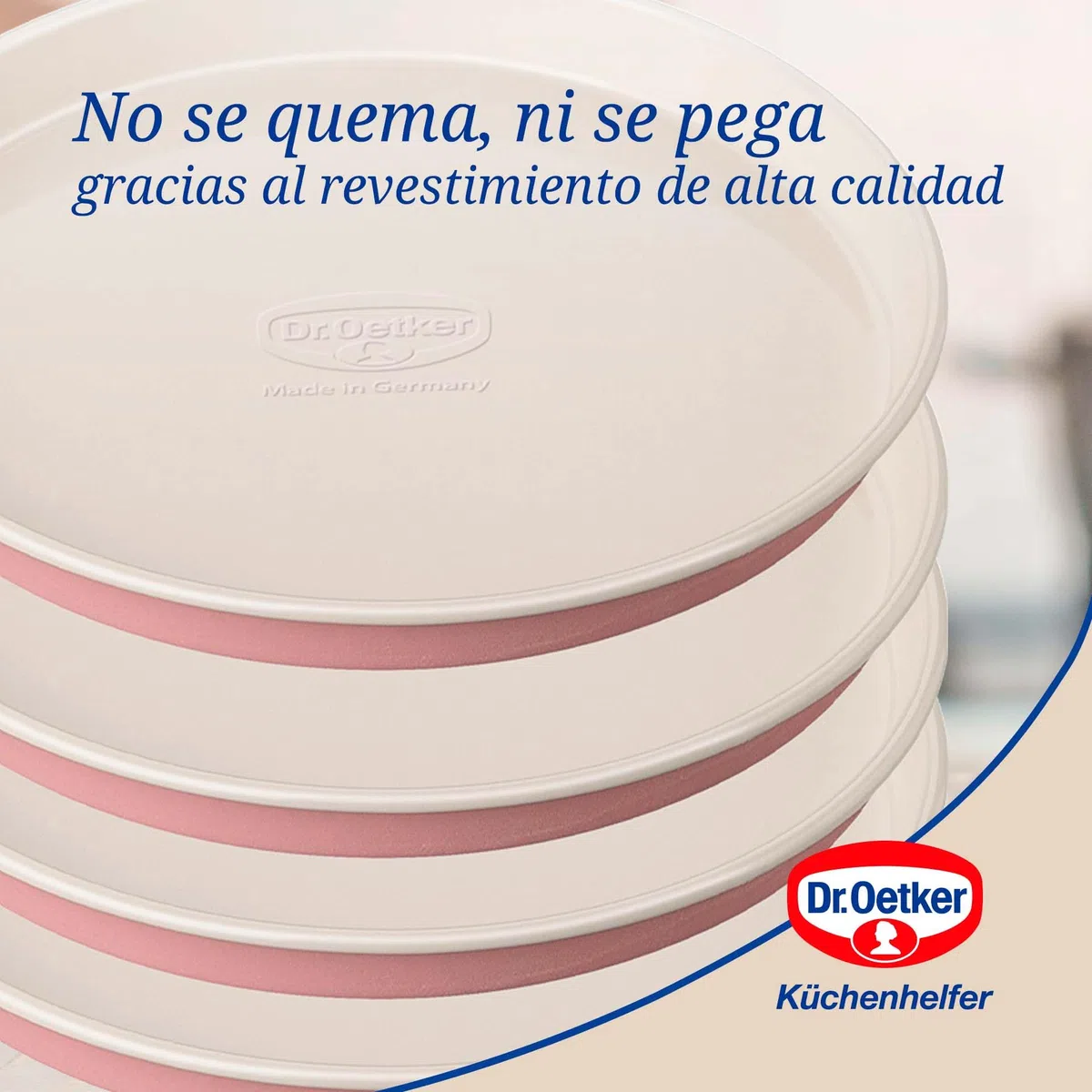 Dr. Oetker Molde Layer Cake, Diseño Retro, Molde Redondo para Tartas con Revestimiento Antiadherente Especial con Refuerzo Cerámico, Color Rosa / Crema, 17x3 cm, 4 uds.