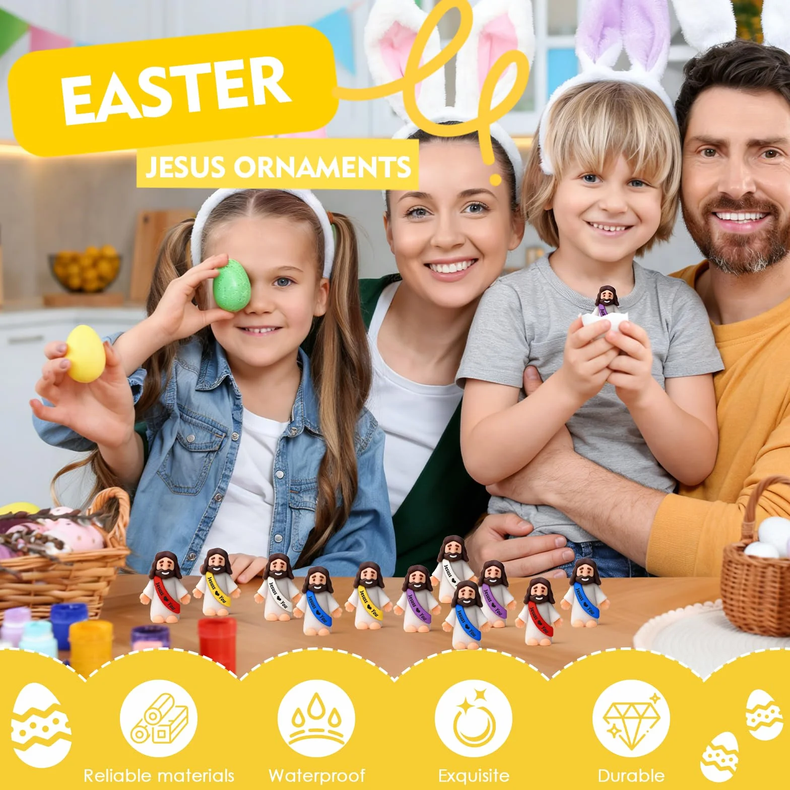 50 Piezas Mini Figuras de Jesús, Minifiguras de Jesús, Decoraciones de Pascua, pequeñas Figuras de Jesúss pequeño para esconderse y Buscar, Regalo de Bautizo, Escuela
