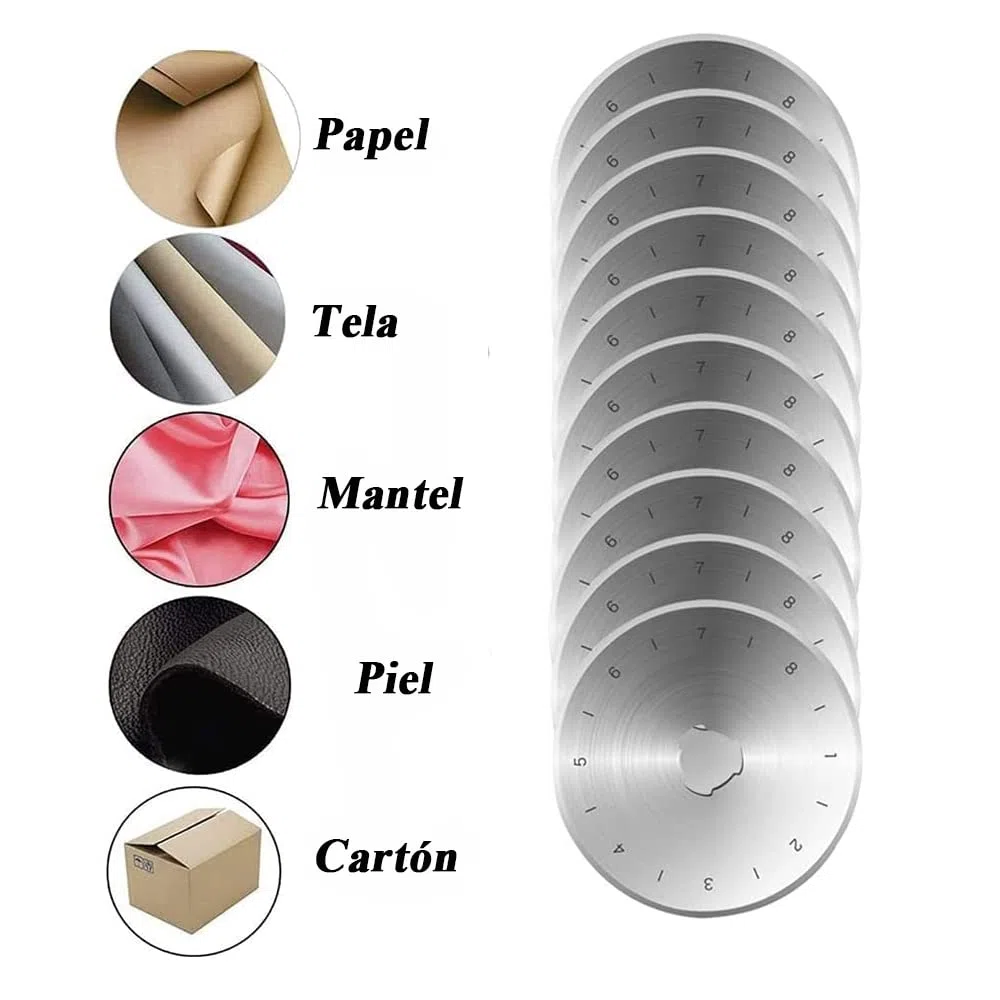 Treki 8 Piezas Circular Cuchillas de Corte Redondas Cuchillas Repuesto Circular Rotativa Cuchilla 60mm Recambio para Cuter para Fiskars, Olfa, Truecut & Martelli de Patchwork Tela Cuero Artesanía