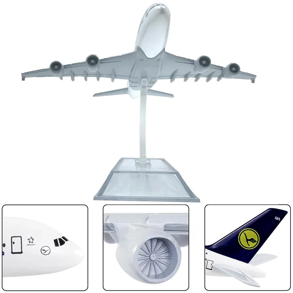 YGCHEN Modelo de Avión Aleación A380 Lufthansa Modelo de Avión 1/400 Escala Miniatura de Avión con Soporte Maqueta de Colleción Juguetes