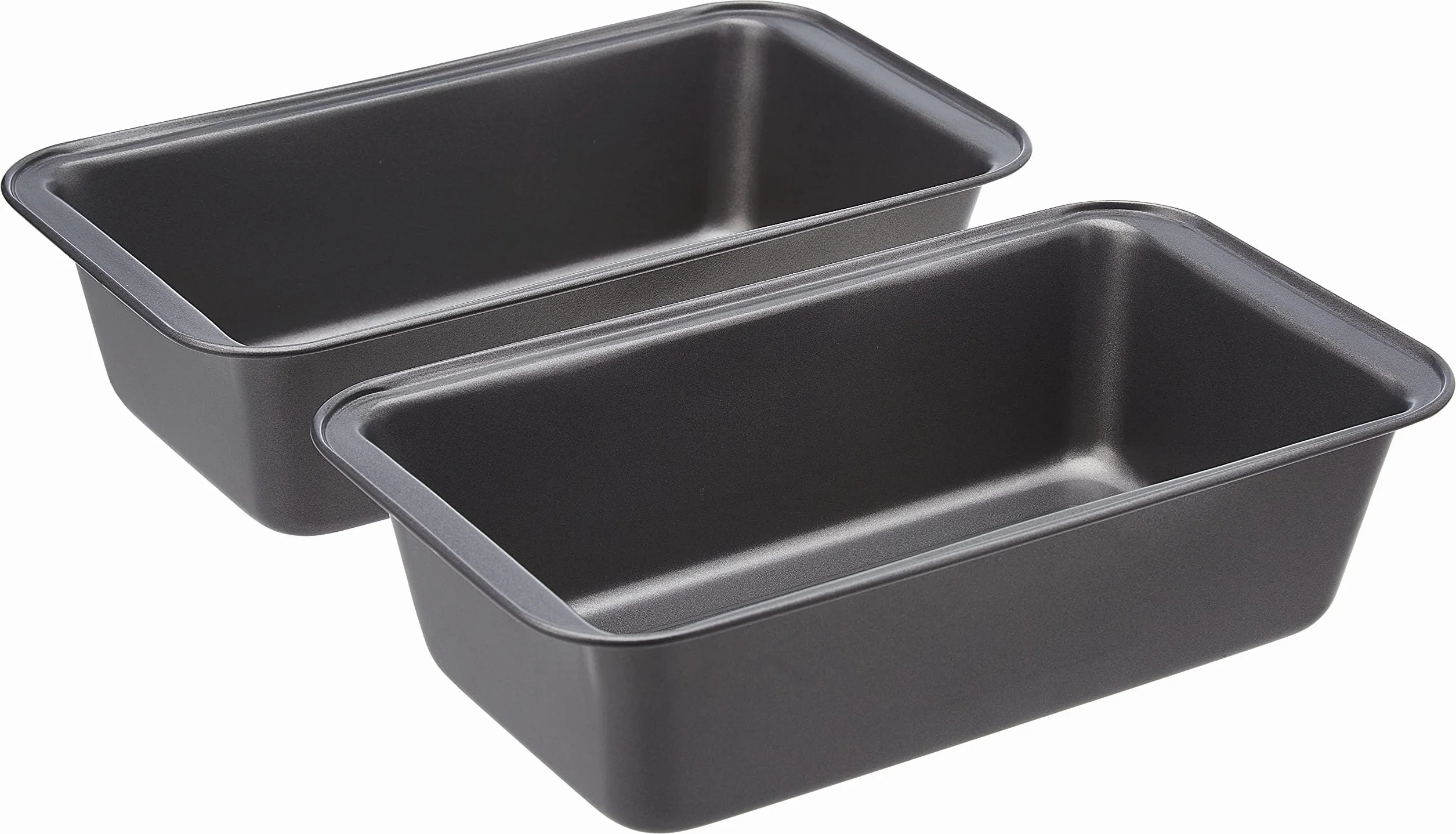 Amazon Basics Rectangular Molde antiadherente para pan de acero al carbono, 27 x 15 x 7 cm, paquete de 2, Gris