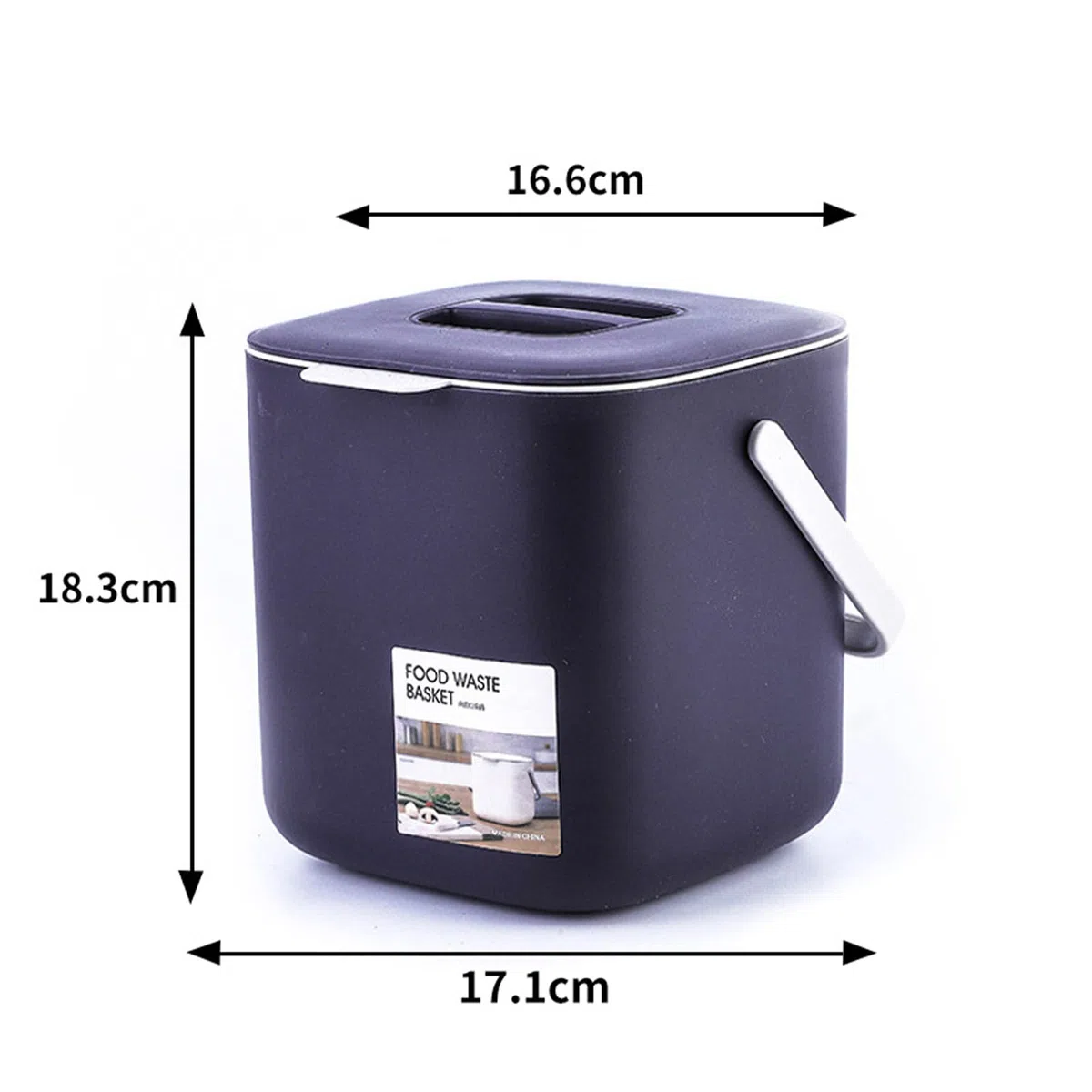 Cubo Compost Cocina 4L - Cubo Orgánico Apto Lavavajillas con Filtro Carbón Activo - Antiolor y Colador Integrado para Residuos Diarios (Gris)