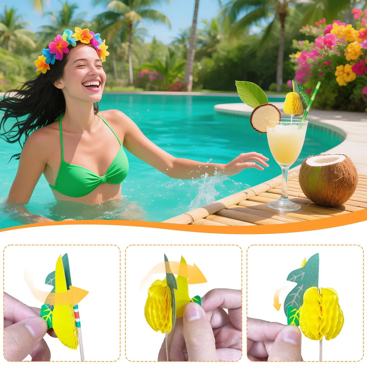 175 Piezas Decoración de Cócteles, Paraguas de Cóctel, Reutilizables Palos de Fuegos Artificiales, Cocktail Sombrillas, Pajitas de Papel para Fiestas de Verano, Bodas, Bares, Bebidas,