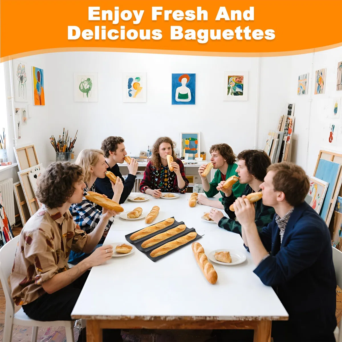 Moldes Baguette con Recubrimiento Antiadherente, Molde Barras Francesas Acero Carbono, Bandeja Pan Francés Perforado 38 x 24,5 cm, Accesorios Hornear Baguettes para Panaderías Doméstico (Negro)