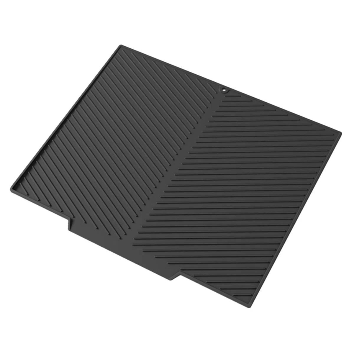 Tapete de secado de platos de silicona - Gran tapete escurridor para la cocina, resistente al calor, secado rápido - Tapete escurridor para lavar platos de IYYI (Black, 20*16'')