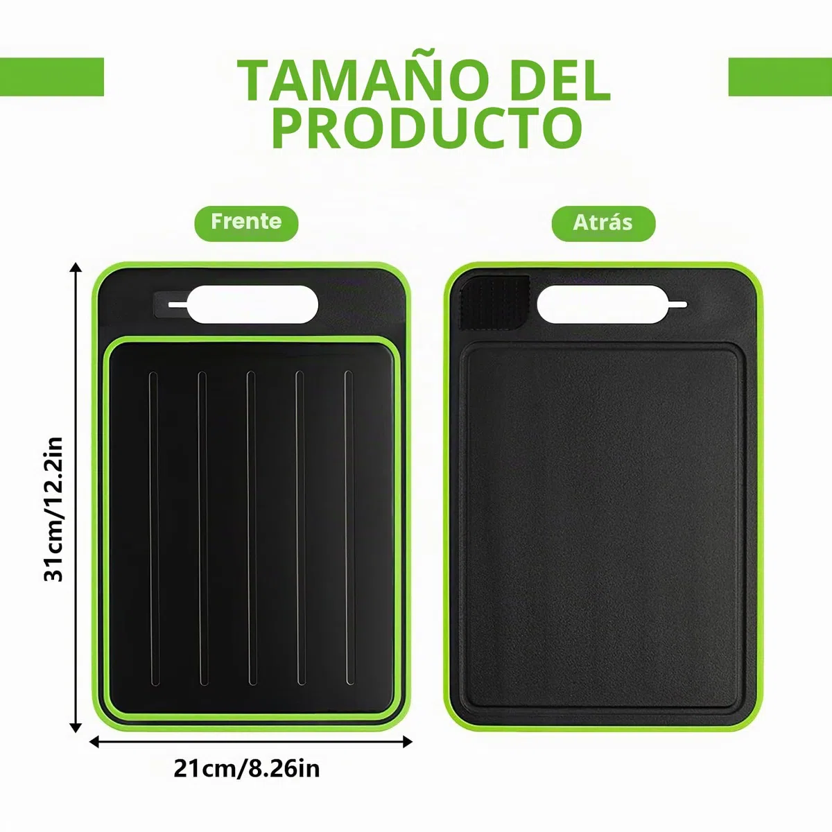 Tabla de Descongelación 4 en 1, Bandejas de Descongelación Rápida, Frost Away Tabla de Cortar con Función de Descongelación, con Descongelación, Corte, Rallador de Especias y Afilador de Cuchillos