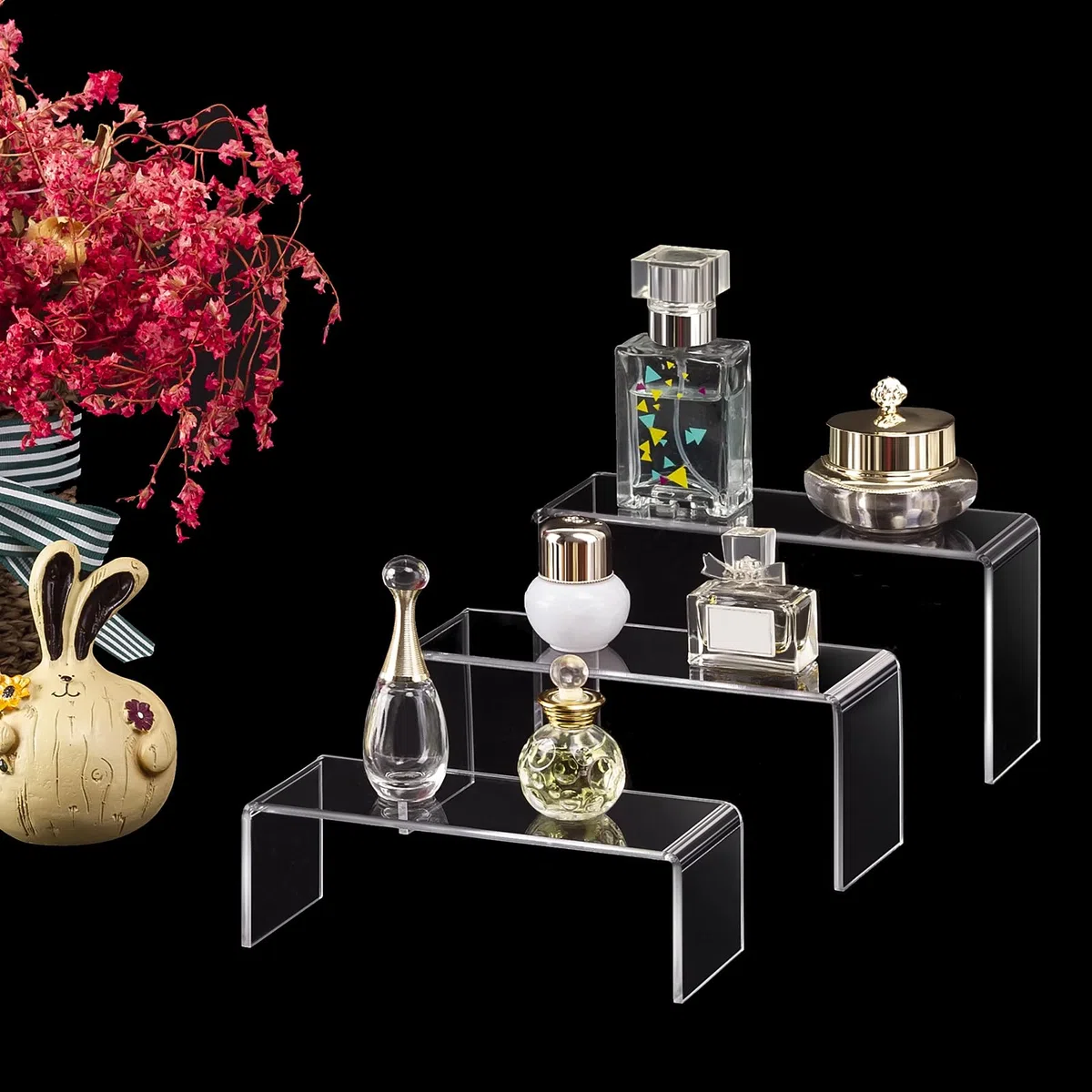 CECOLIC Soporte de exhibición de acrílico Riser Clear Small Acrylic Decorator Stand Shelf for Figures Pops, Jewelry, Cupcake, Postre - 2 Juegos