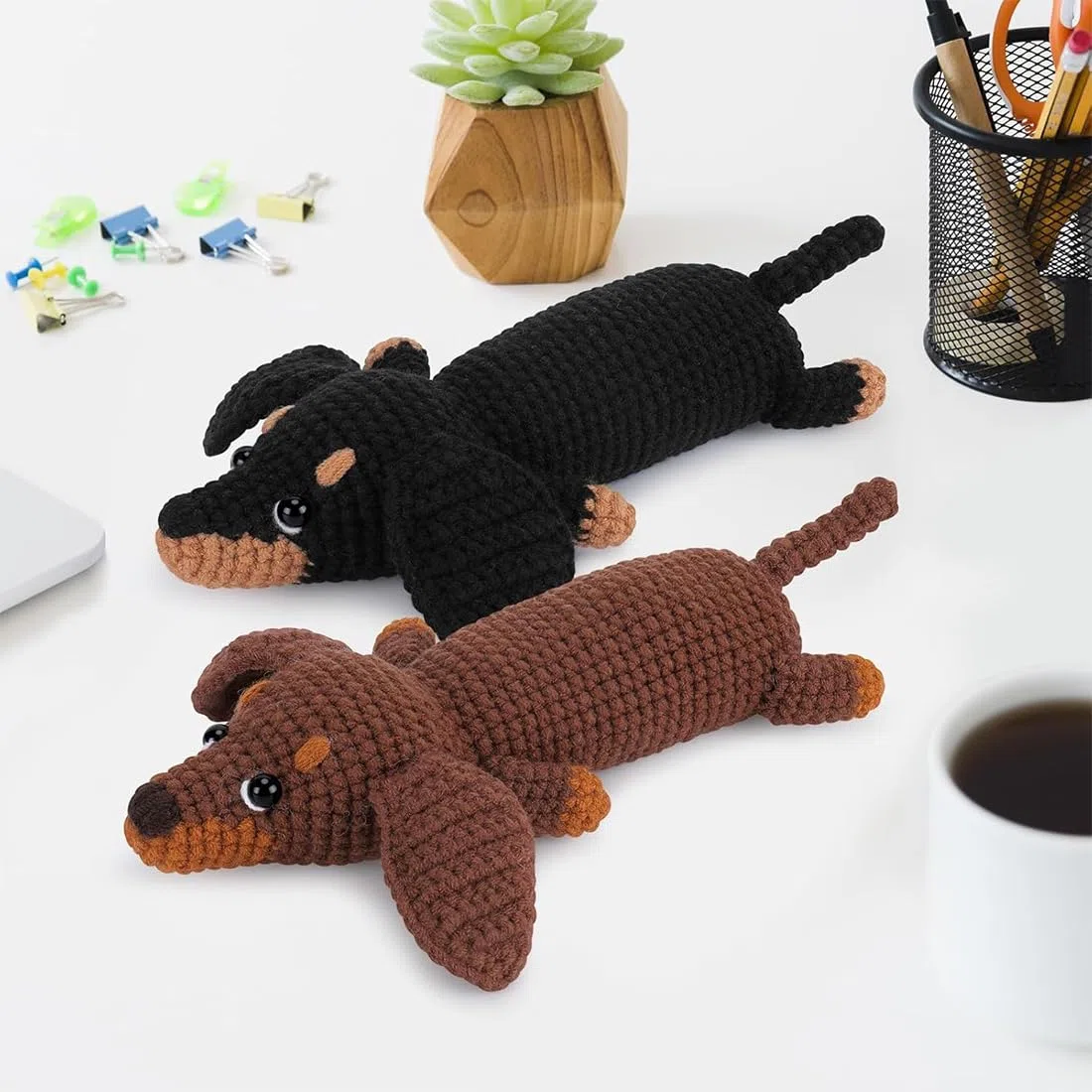 Kit de Crochet para Principiantes, Set Completo con Patrón de Perro Salchicha, Tutorial en Video Paso a Paso, Manual de Crochet, Ideal para Crear Amigurumi y Aprender Crochet