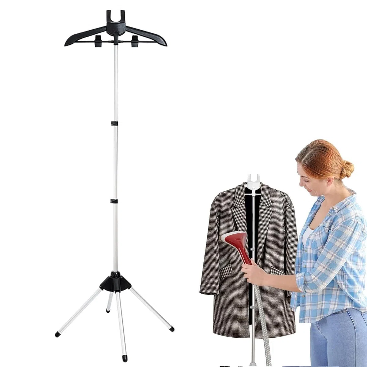 Soporte Plegable para Plancha de Vapor - Percha para Ropa Con Soporte de Vapor (Negro)
