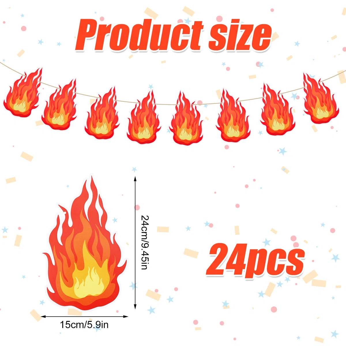 3uds Pancarta de Llamas de Fuego, Preensartada Decoraciones de Llamas de Fuego Banderines Colgantes Pancartas Fiesta Decoraciones Fiesta para Temática Bomberos Hoguera Fiesta Suministros