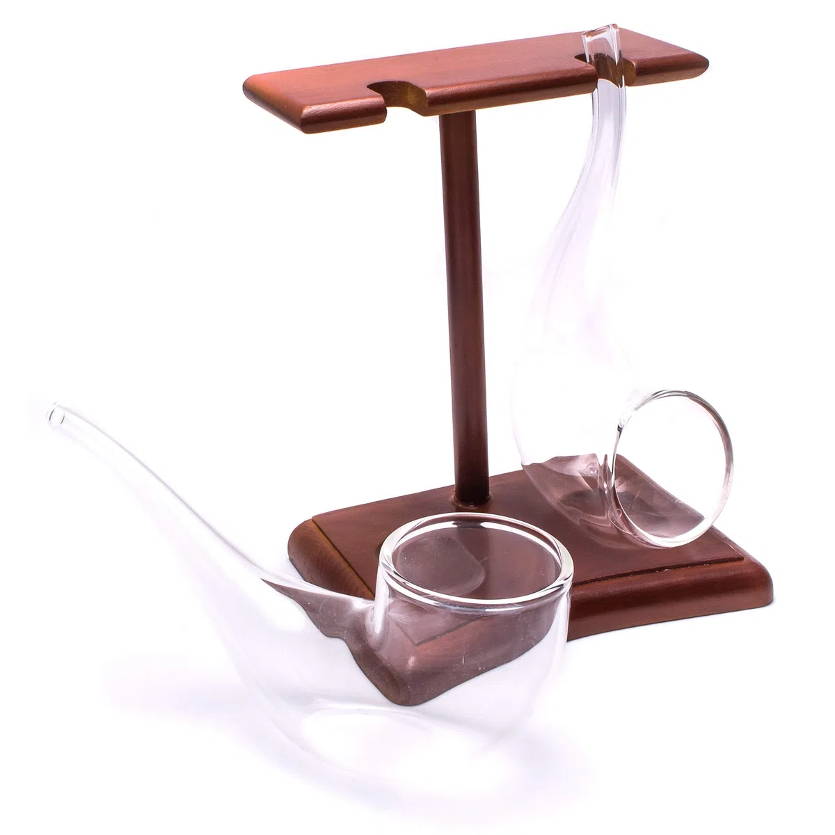 CKB LTD Paquete de 2 vasos de brandy con soporte de madera para beber, 75 ml