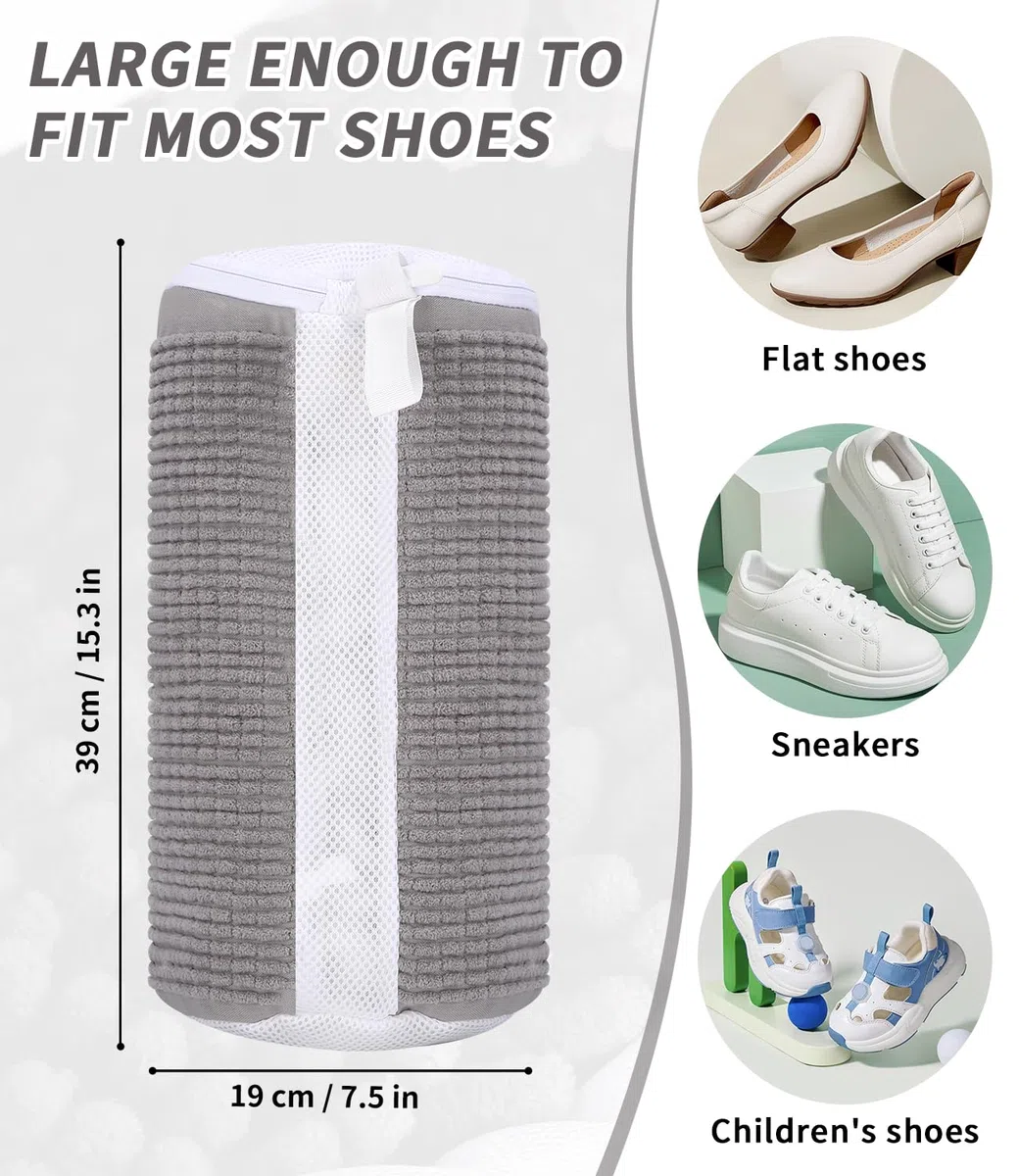 Bixury Bolsa Lavadora Zapatillas, 2 Piezas Bolsa Para Lavar Zapatillas en Lavadora, Bolsas Para Lavar Zapatos Protege los Zapatos e los Daños, con pelusa de limpieza a 360°