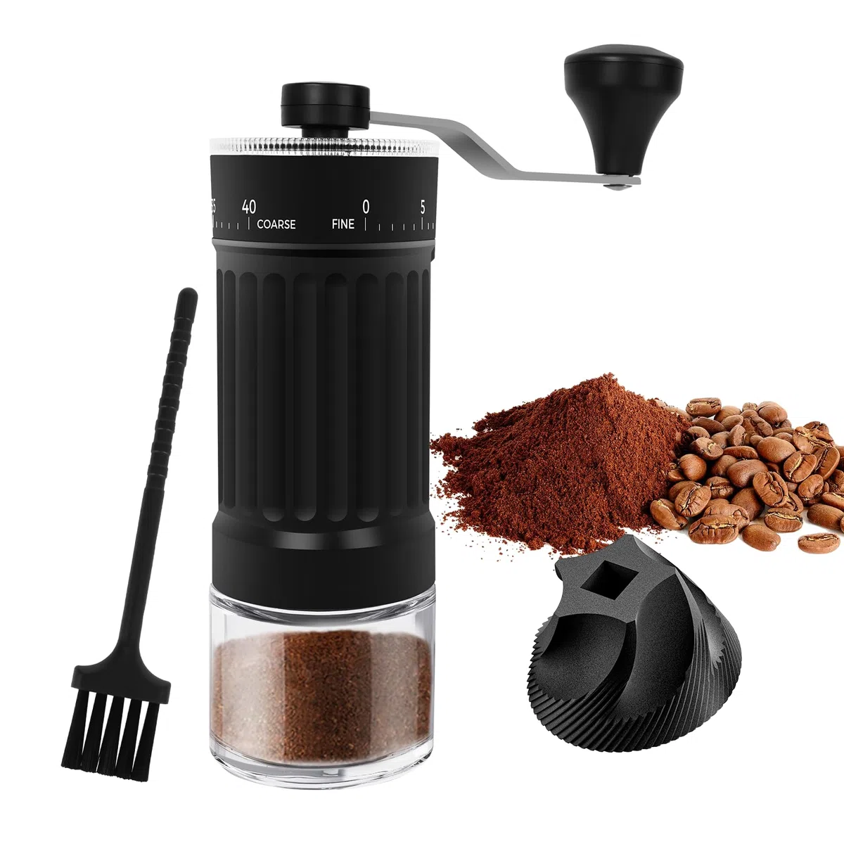 Molino de Café Manual Externo y Ajustable, 40 Ajustes Ajustables, con Molino Cónico de Cerámica de alta Precisión, Molinillo Cafe Manual con Capacidad de 30g, para Viaje, Oficina, Espresso, Pour Over