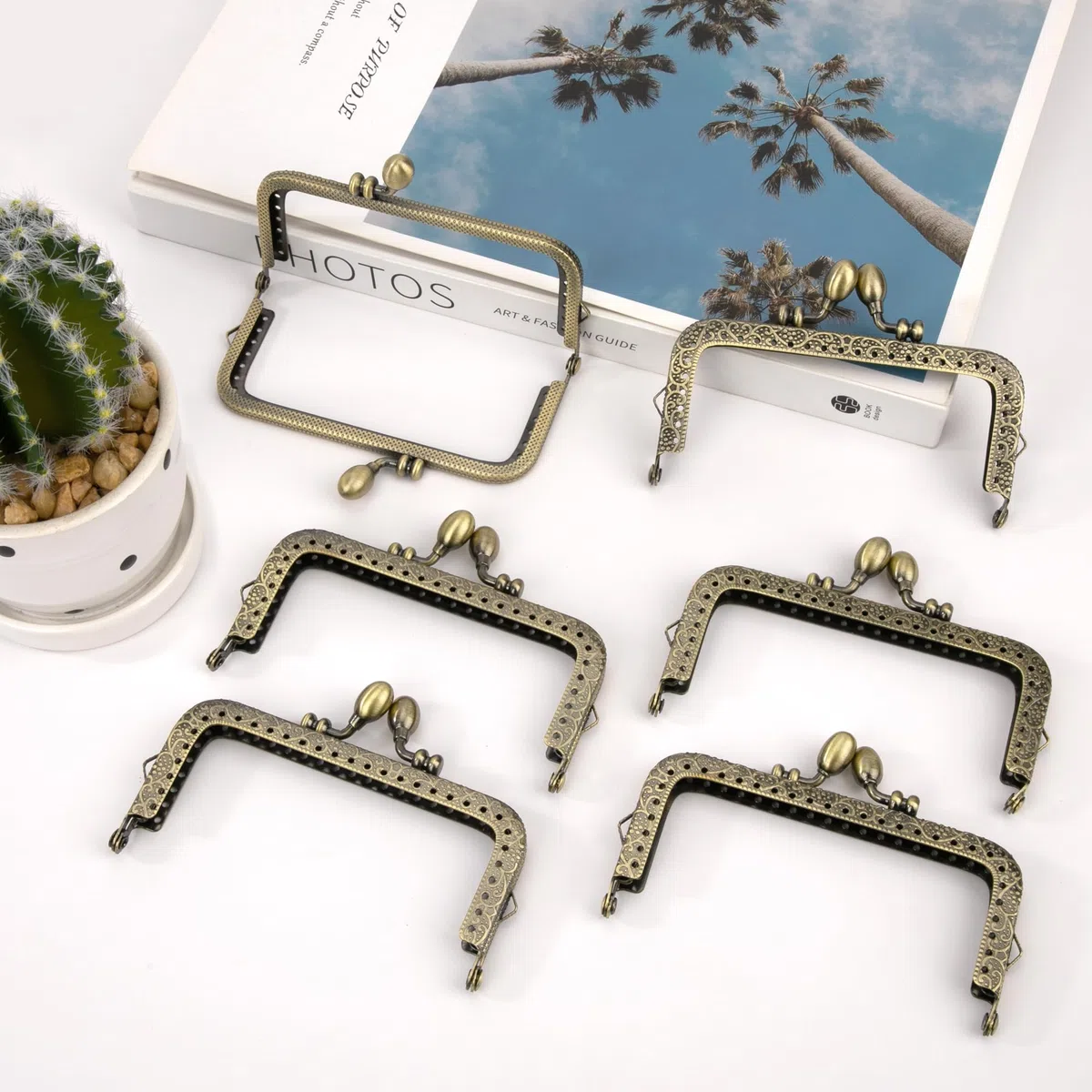 Boquillas para Monederos Cuadradas Marcos Metal 10,5cm para Bolso para Bricolaje Artesanía Monedero Manija de Bolsillo Costura 6 Piezas