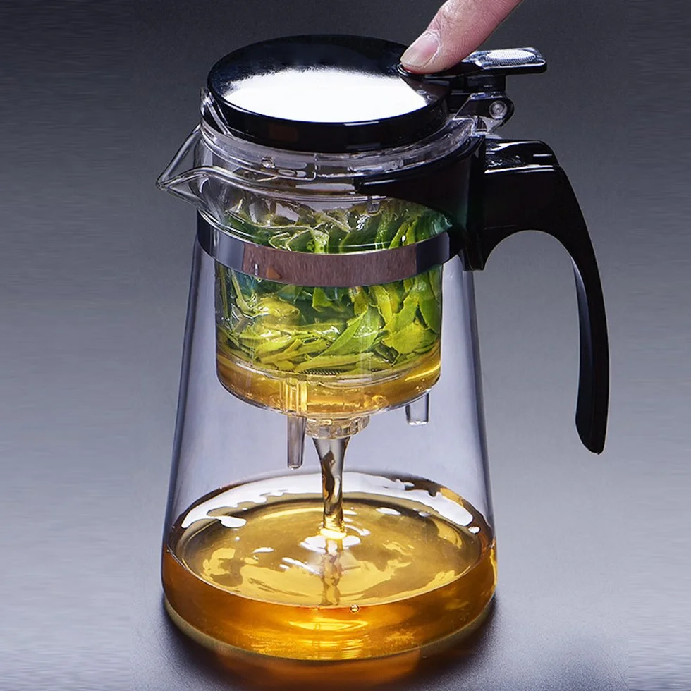 Tetera de Vidrio con Colador de Té 650ML Fácil de Filtrar